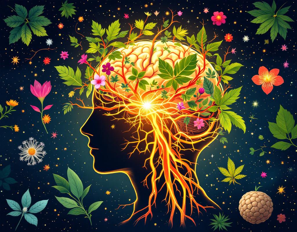 Schéma illustrant l'action des nootropiques naturels sur les neurotransmetteurs et la vascularisation cérébrale