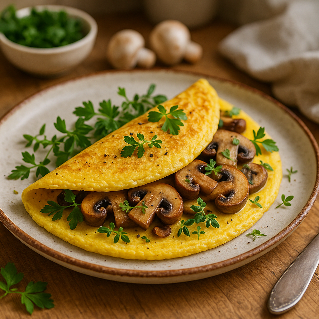 Omelette vegan à la farine de lupin garnie d’herbes fraîches